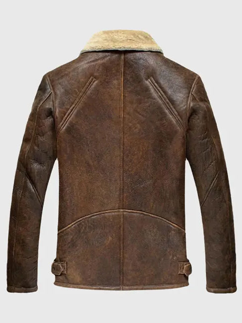 Jones B-3 Brown Shearling Distressed Leather Aviator Jacket