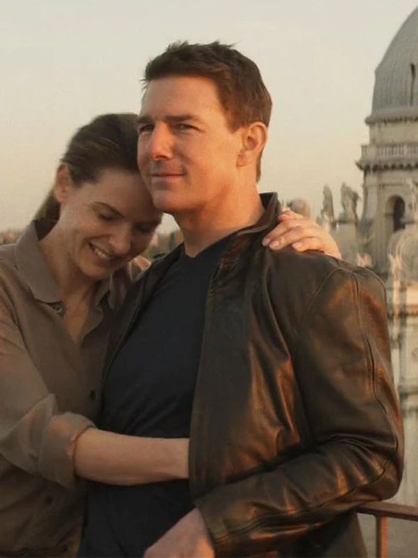 Mission Impossible Dead Reckoning Tom Cruise Black Leather Jacket