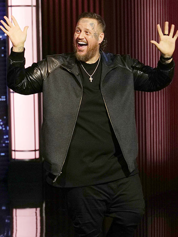 Jelly Roll Jimmy Kimmel Live Show Black Leather Jacket