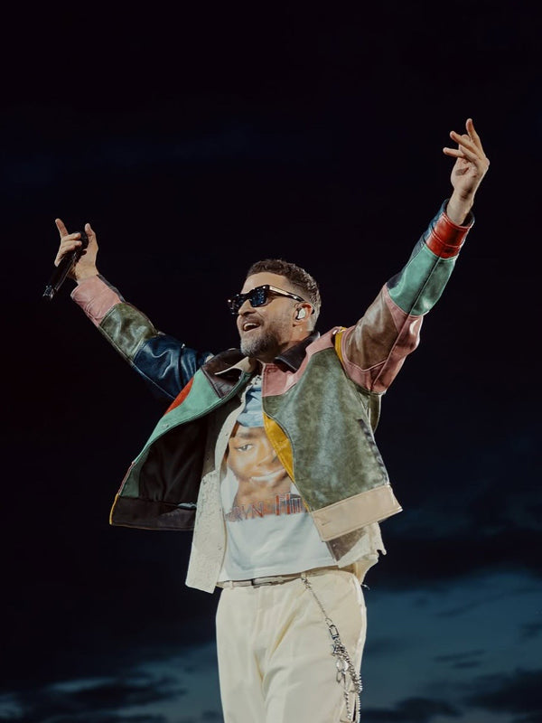 Justin Timberlake Lollapalooza Paris Color Block Leather Jacket
