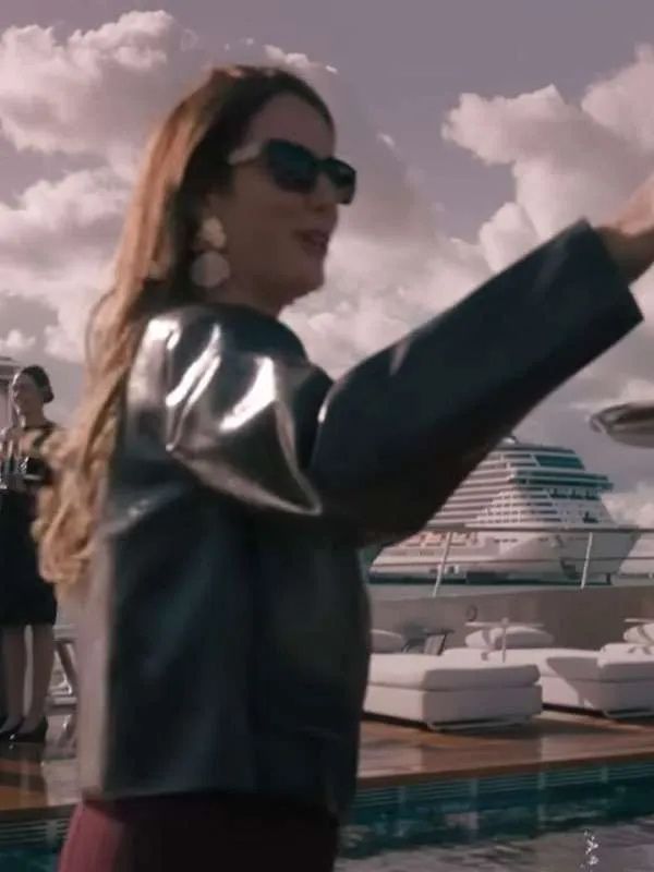 The Woman in Cabin 10 Kaya Scodelario Black Leather Jacket