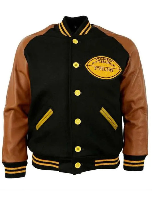 1955 Pittsburgh Steelers Black and Brown Varsity Jacket