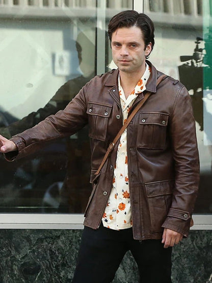 A Different Man Sebastian Stan Brown Leather Jacket