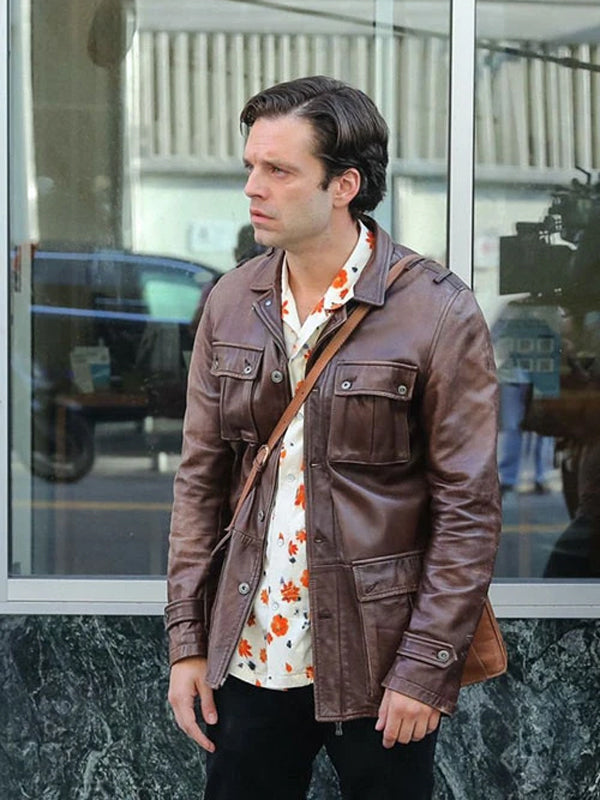 A Different Man Sebastian Stan Brown Leather Jacket