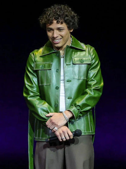 Anthony Ramos Green Leather Jacket