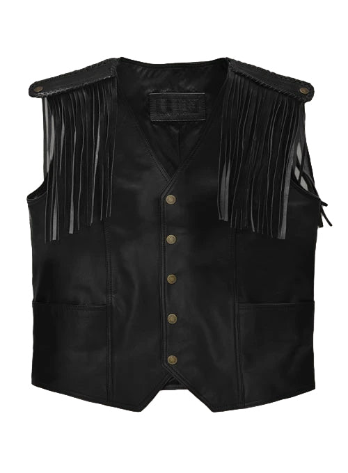 Barbie 2023 Ryan Gosling Black Fringe Leather Vest