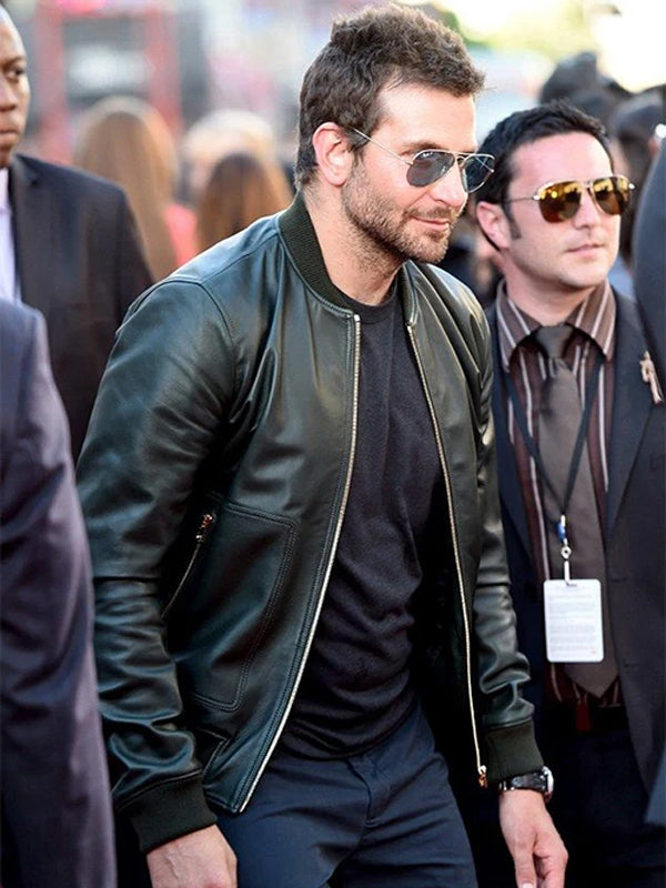 Bradley Cooper Brown Bomber Leather Jacket