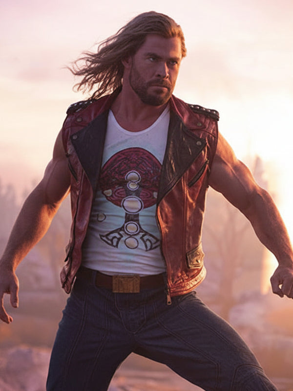 Chris Hemsworth Thor Love and Thunder Quilted Leather Vest