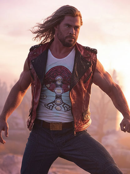 Chris Hemsworth Thor Love and Thunder Quilted Leather Vest