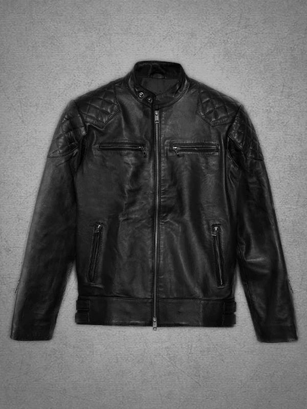 David Black Leather Biker Jacket