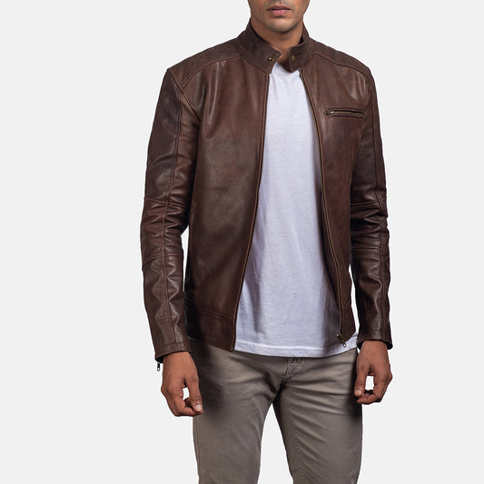 Men’s Dean Brown Biker Leather Jacket
