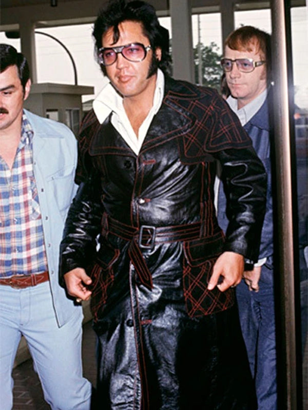 Elvis Presley Black Quilted Leather Long Coat