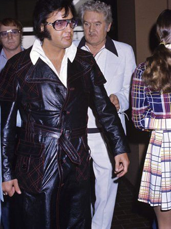 Elvis Presley Black Quilted Leather Long Coat