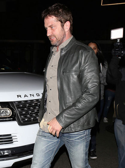 Gerard Butler Black Leather Jacket