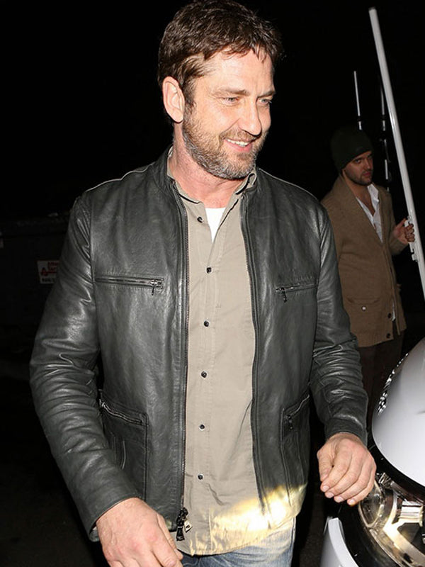 Gerard Butler Black Leather Jacket