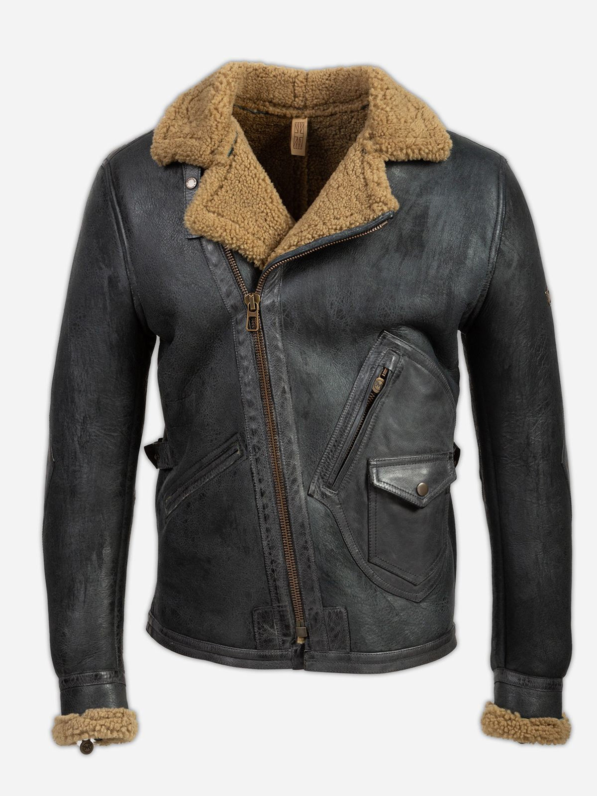 Jones B-3 Shearling Distressed Black Leather Aviator Jacket