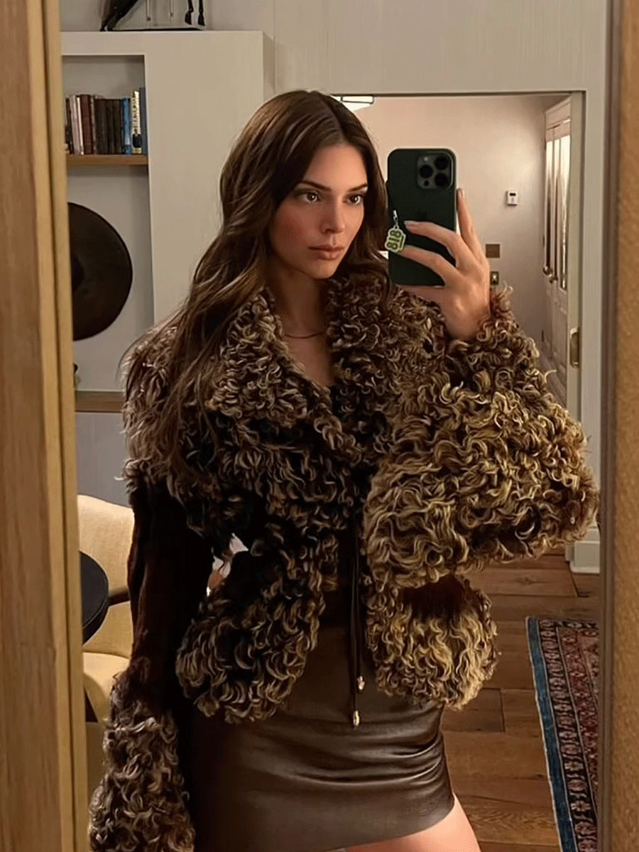 Kendall Jenner Brown Fur Jacket