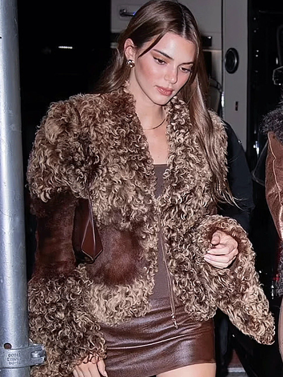 Kendall Jenner Brown Fur Jacket