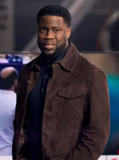 Lift Movie Kevin Hart Brown Suede Leather Jacket