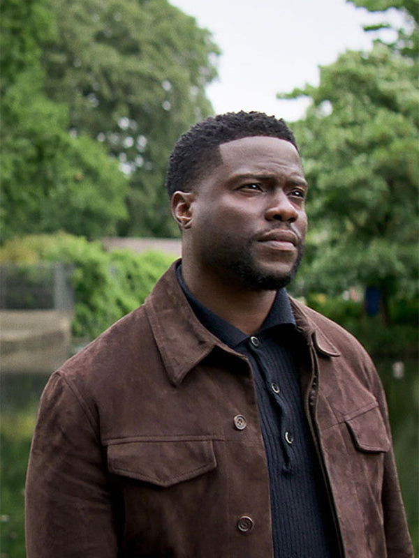 Lift Movie Kevin Hart Brown Suede Leather Jacket
