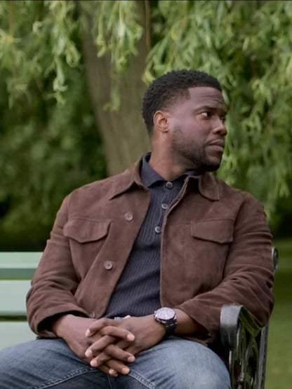 Lift Movie Kevin Hart Brown Suede Leather Jacket