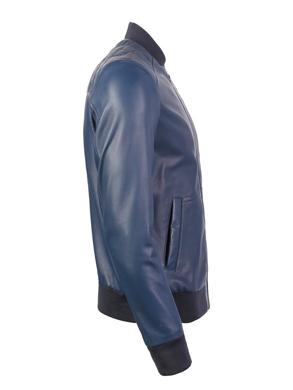 Men's Bayoux Moda Blue Bomber Leather Jacket