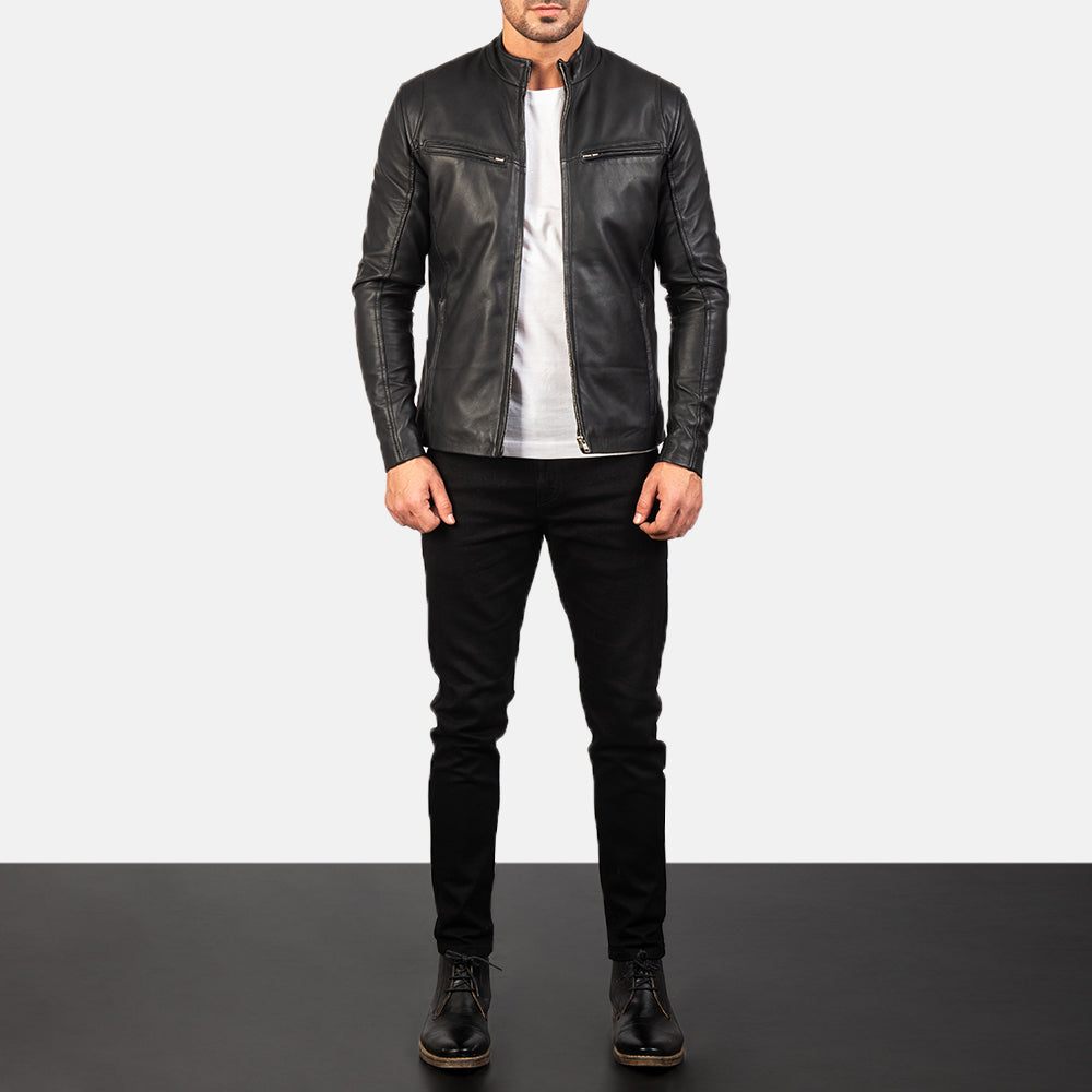 Men’s Ionic Black Leather Jacket
