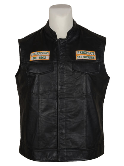 Men's Mayans Southern California Black Motorcycle Leather Biker Vest
