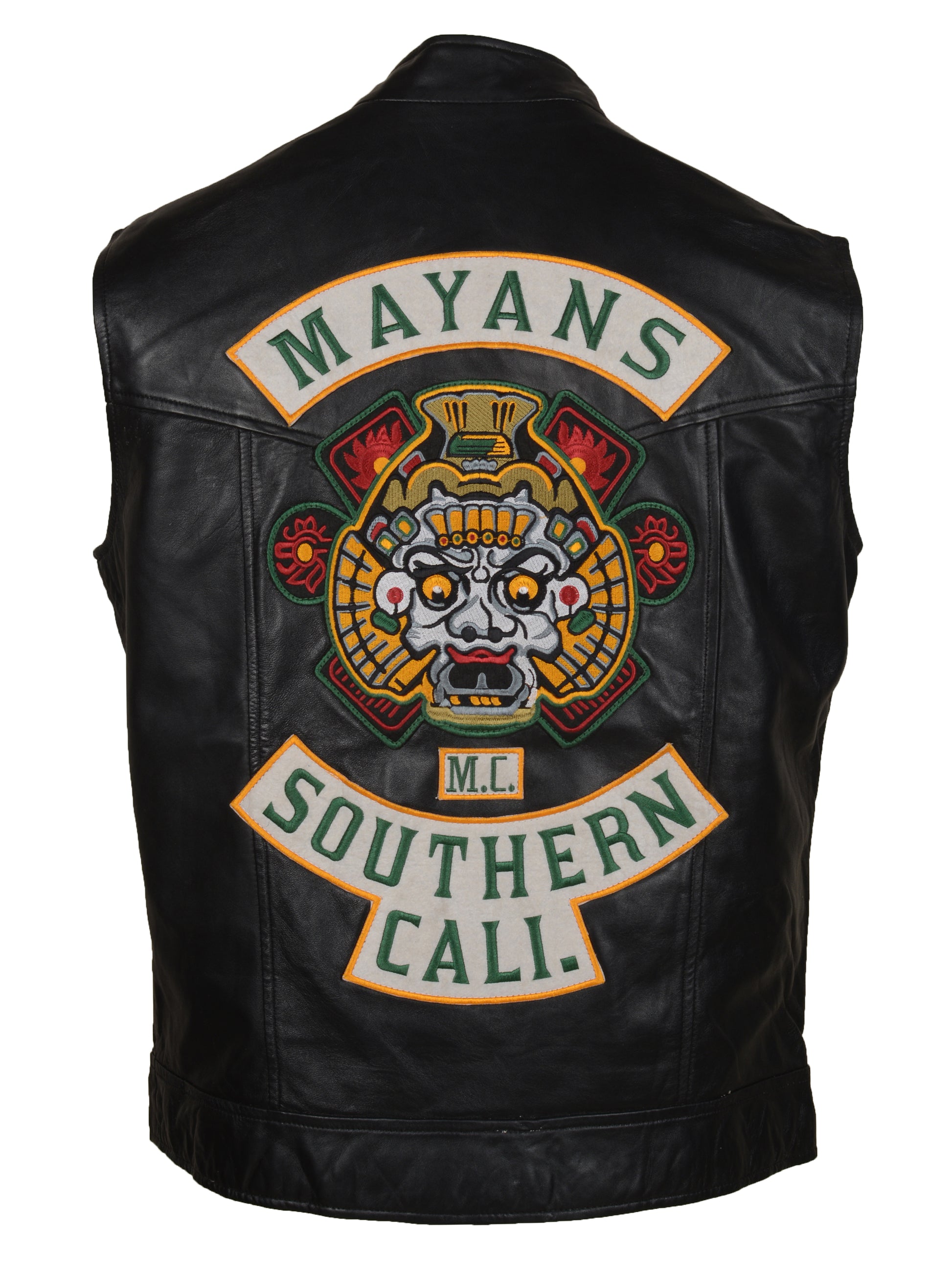 Men's Mayans Southern California Black Motorcycle Leather Biker Vest