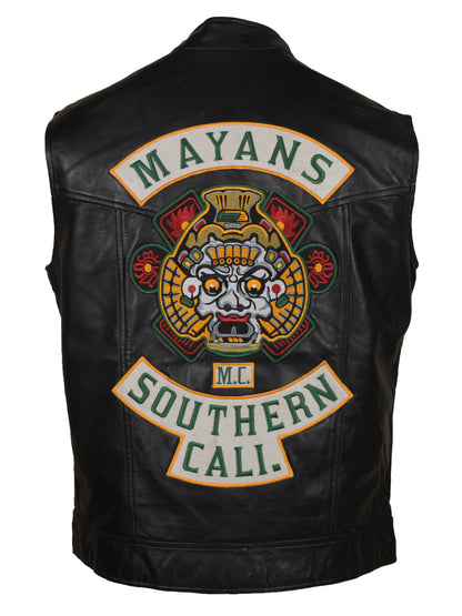 Men's Mayans Southern California Black Motorcycle Leather Biker Vest