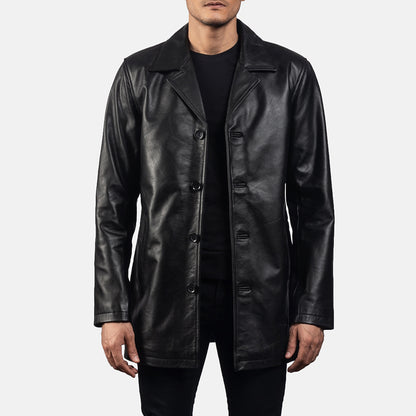 Men's Urban Slate Black Leather Coat
