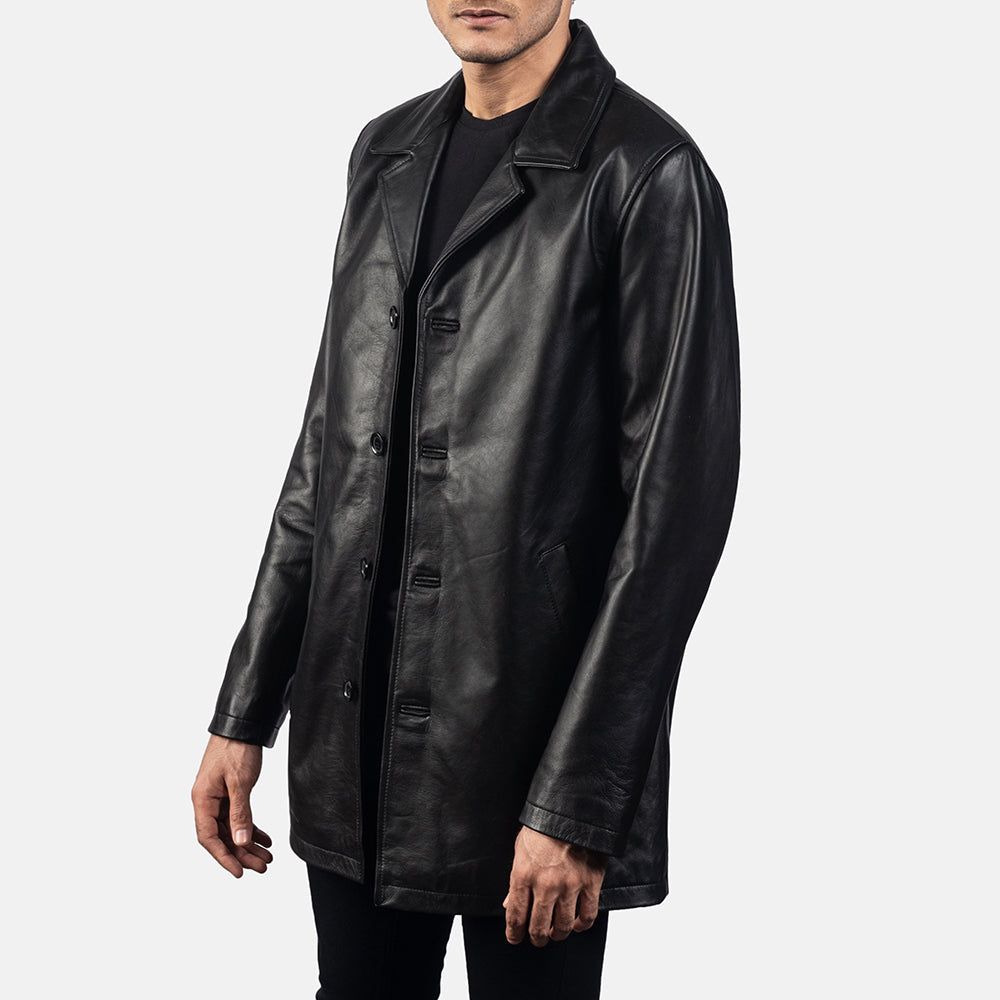 Men's Urban Slate Black Leather Coat