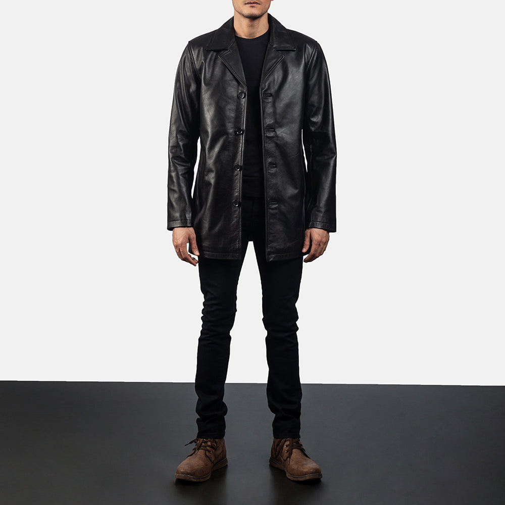 Men's Urban Slate Black Leather Coat