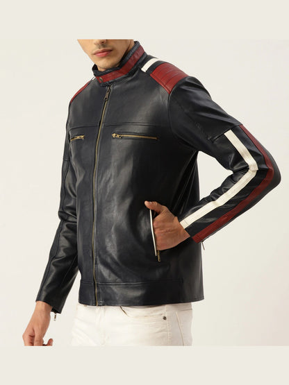 Mens's Retro Black Biker Leather Jacket