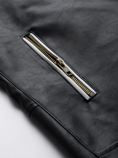 Mens's Retro Black Biker Leather Jacket