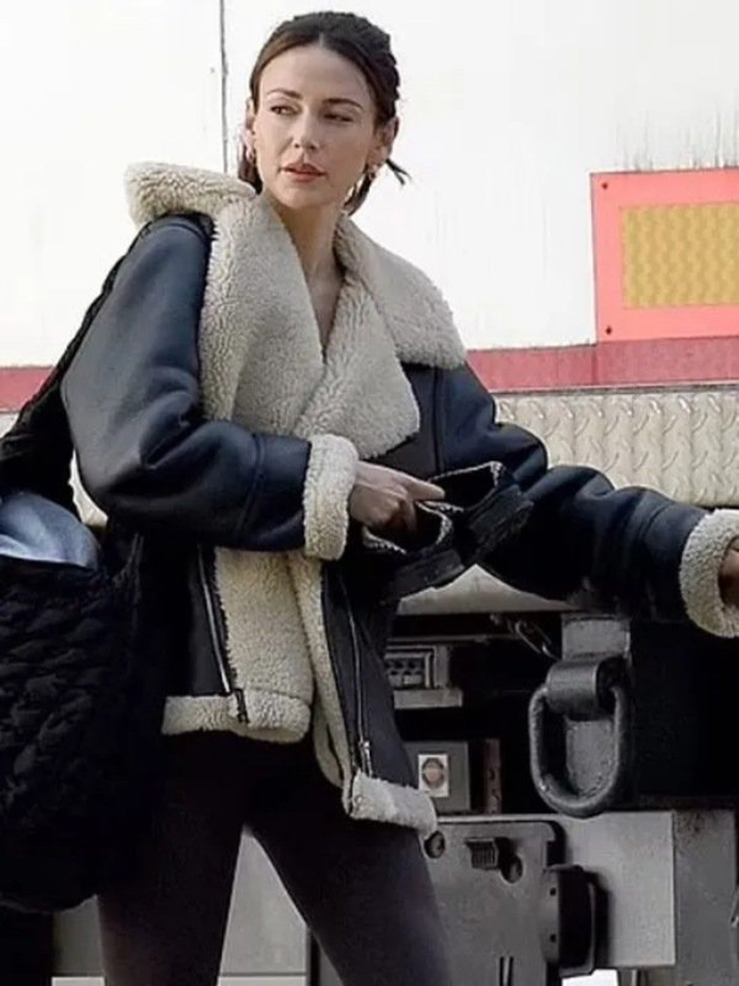 Michelle Keegan Fool Me Once Leather Shearling Jacket