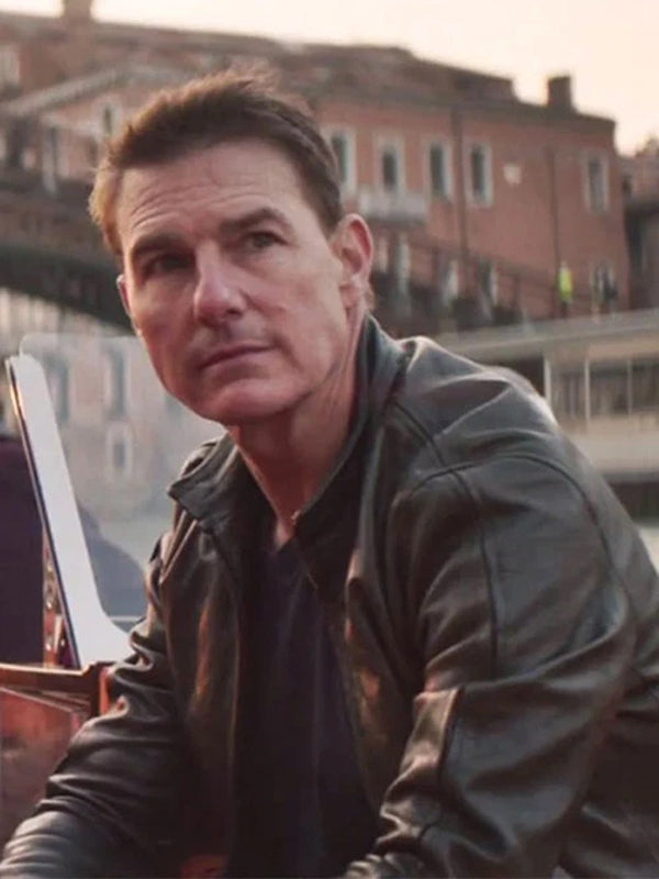 Mission Impossible Dead Reckoning Tom Cruise Black Leather Jacket