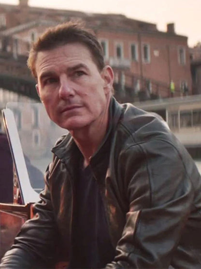 Mission Impossible Dead Reckoning Tom Cruise Black Leather Jacket