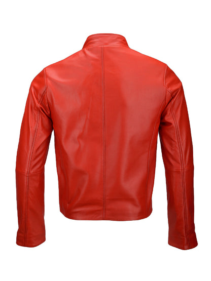 Red Boda Zipper Biker Leather Jacket