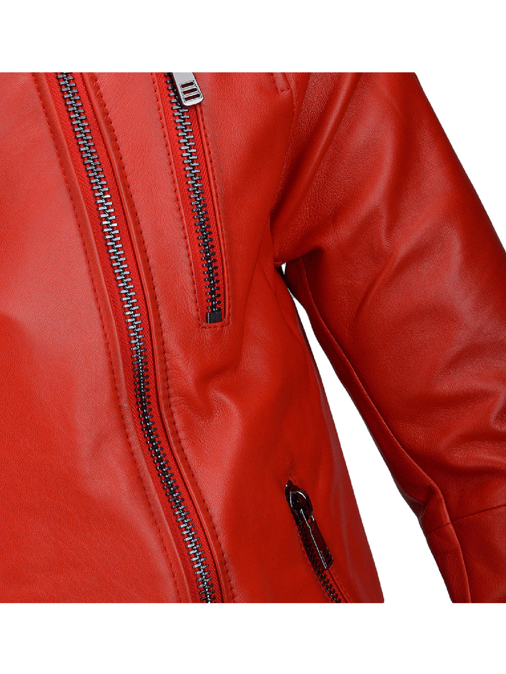 Red Boda Zipper Biker Leather Jacket