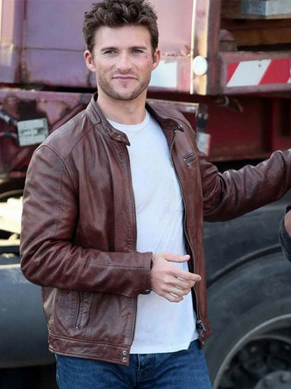 Scott Eastwood Overdrive Brown Leather Jacket