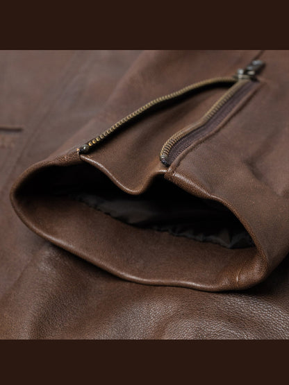 Thompson Brown Biker Leather Moto Jacket