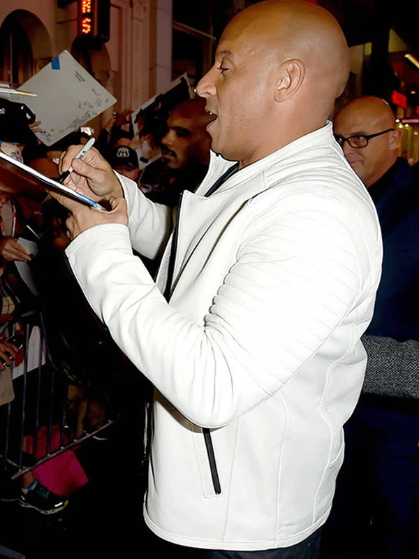 Vin Diesel White Quilted Leather Jacket