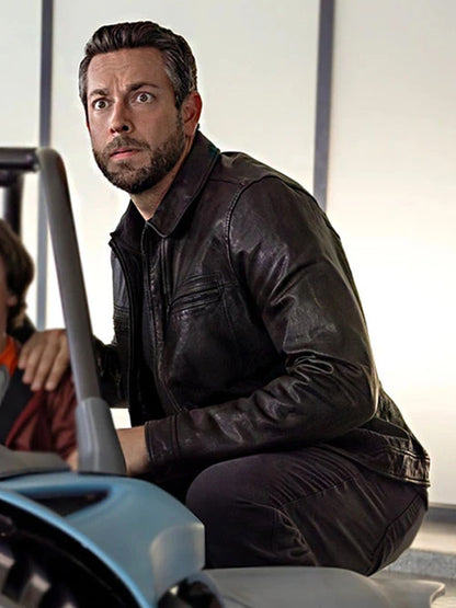 Zachary Levi Spy Kids Armageddon Black Leather Jacket