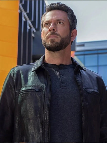 Zachary Levi Spy Kids Armageddon Black Leather Jacket