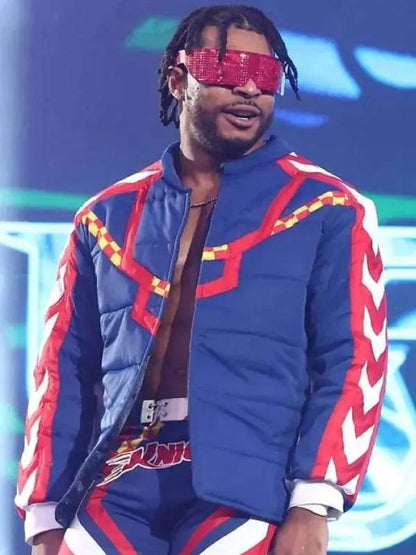 All In Texas 2025 Wrestler Kevin Knight Blue Jacket