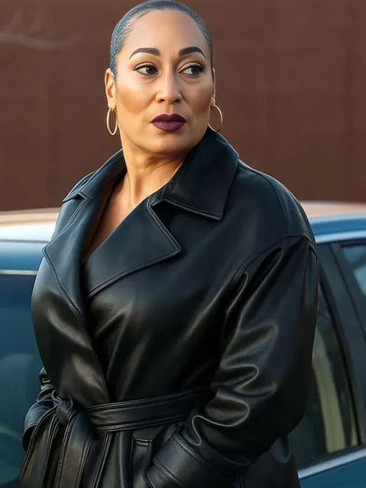 All the Queen’s Men S04 Racquel Palmer Black Leather Trench Coat