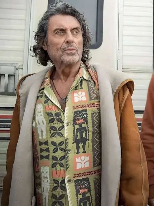 American Gods S03 Ian McShane Brown Suede Leather Jacket