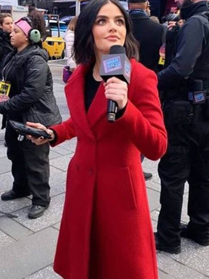 American Singer Lucy Hale Red Christmas Coat