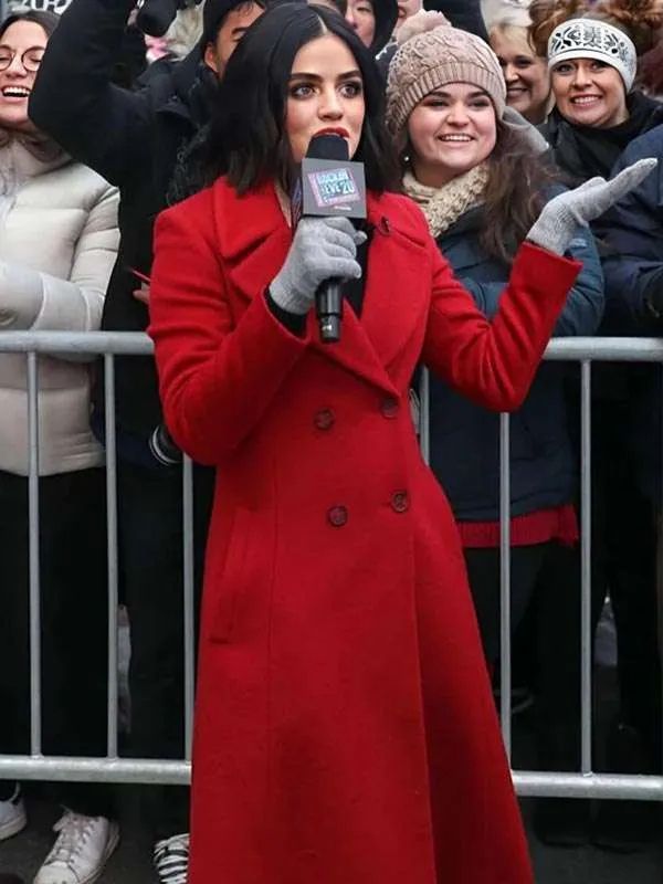 American Singer Lucy Hale Red Christmas Coat